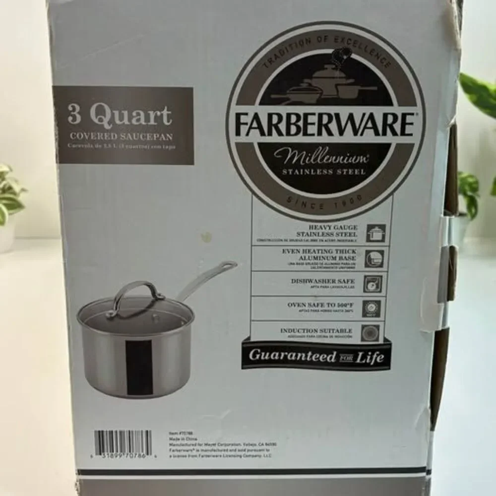 Farberware 3Qt Saucepan with Glass Lid New in Box Works with Induction